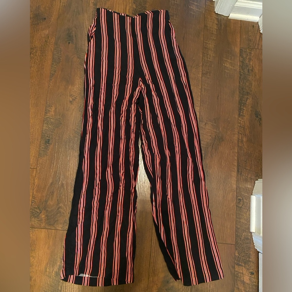 Charlotte Russe Black, White, and Red Striped Flowy Palazzo Pants